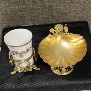 Madison Gold and White Bath Accessories Set
